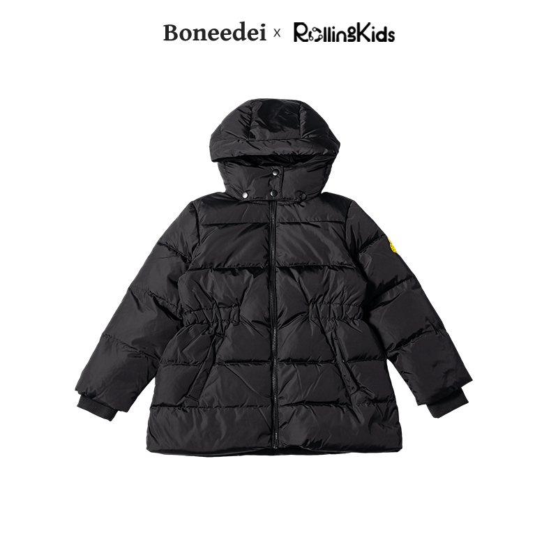 Boneedei 儿童羽绒收腰外套黑色保暖冬款上衣丨RollingKids