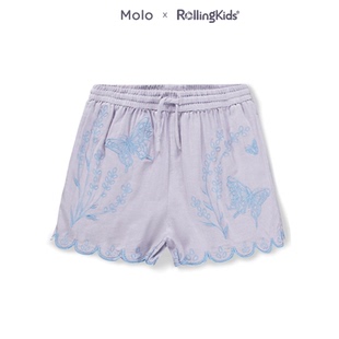 子 女童浅紫色松紧腰休闲舒适裤 RollingKids 蝴蝶五分短裤 Molo