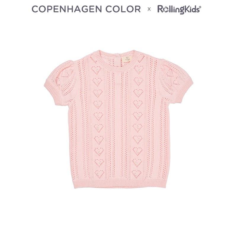 COPENHAGEN COLOR 女童甜美针织衫浅粉色短袖上衣丨RollingKids图片
