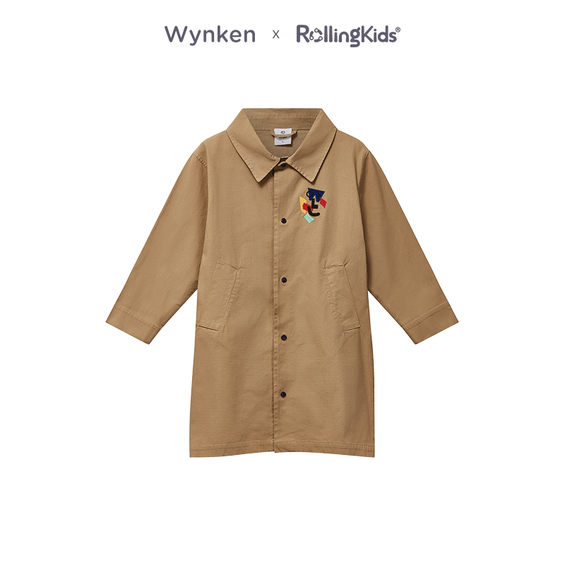 WYNKEN 儿童焦糖色中长款外套上衣秀场同款