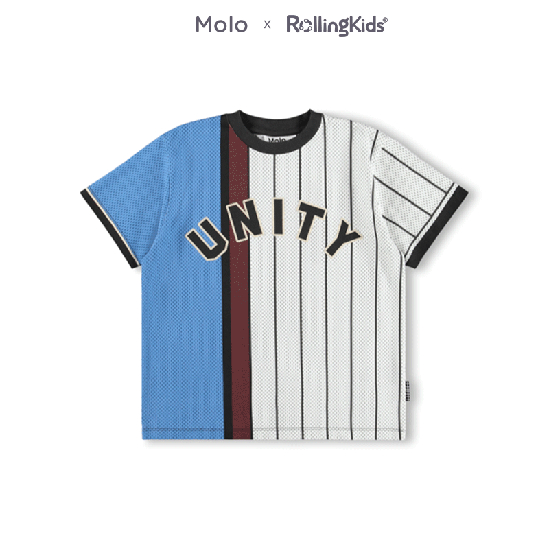 Molo 男童美式条纹短袖T恤儿童圆领运动球衣丨RollingKids