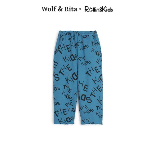 Wolf & Rita 儿童长裤休闲字母蓝色裤子丨RollingKids