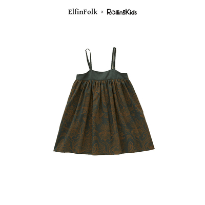 eLfinfolk女童墨绿复古半身裙