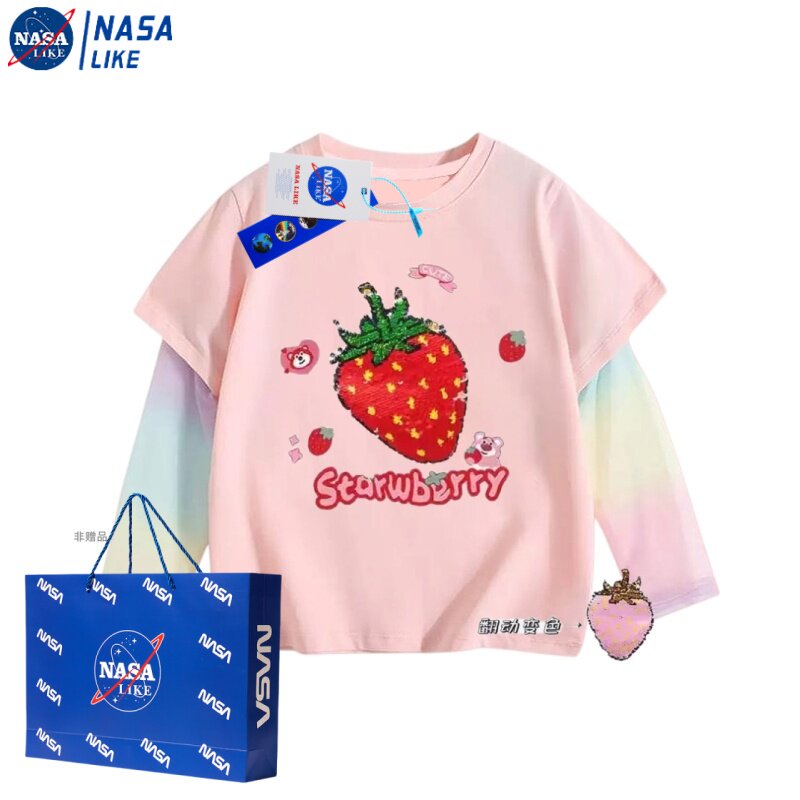 NASA女童纯棉亮片变色短袖T恤