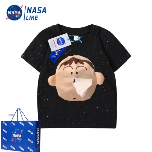NASA联名阿呆抽纸纯棉T恤男女童设计感情侣装随身带纸亲子装衣服