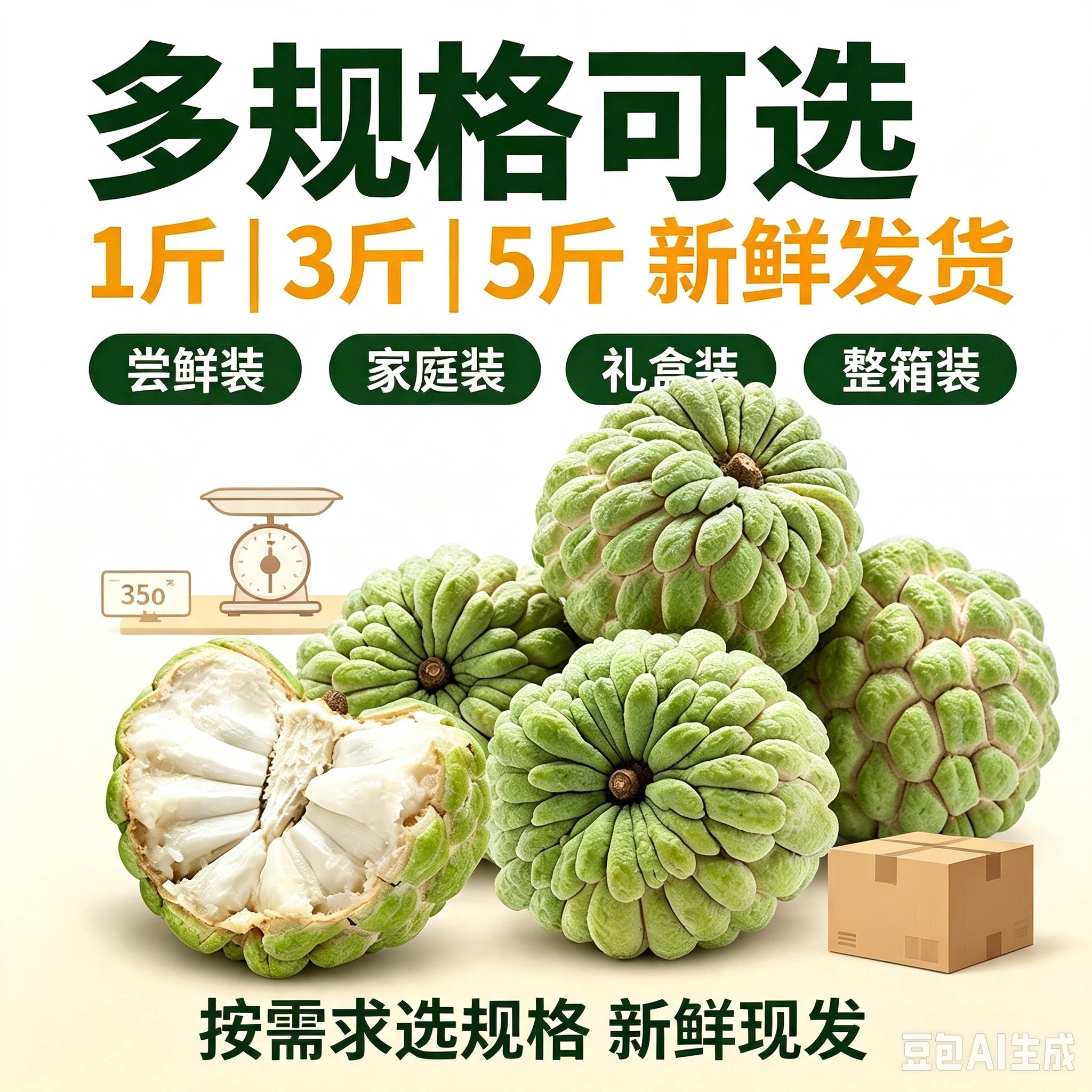 牛奶释迦精品礼盒装牛奶释迦大果