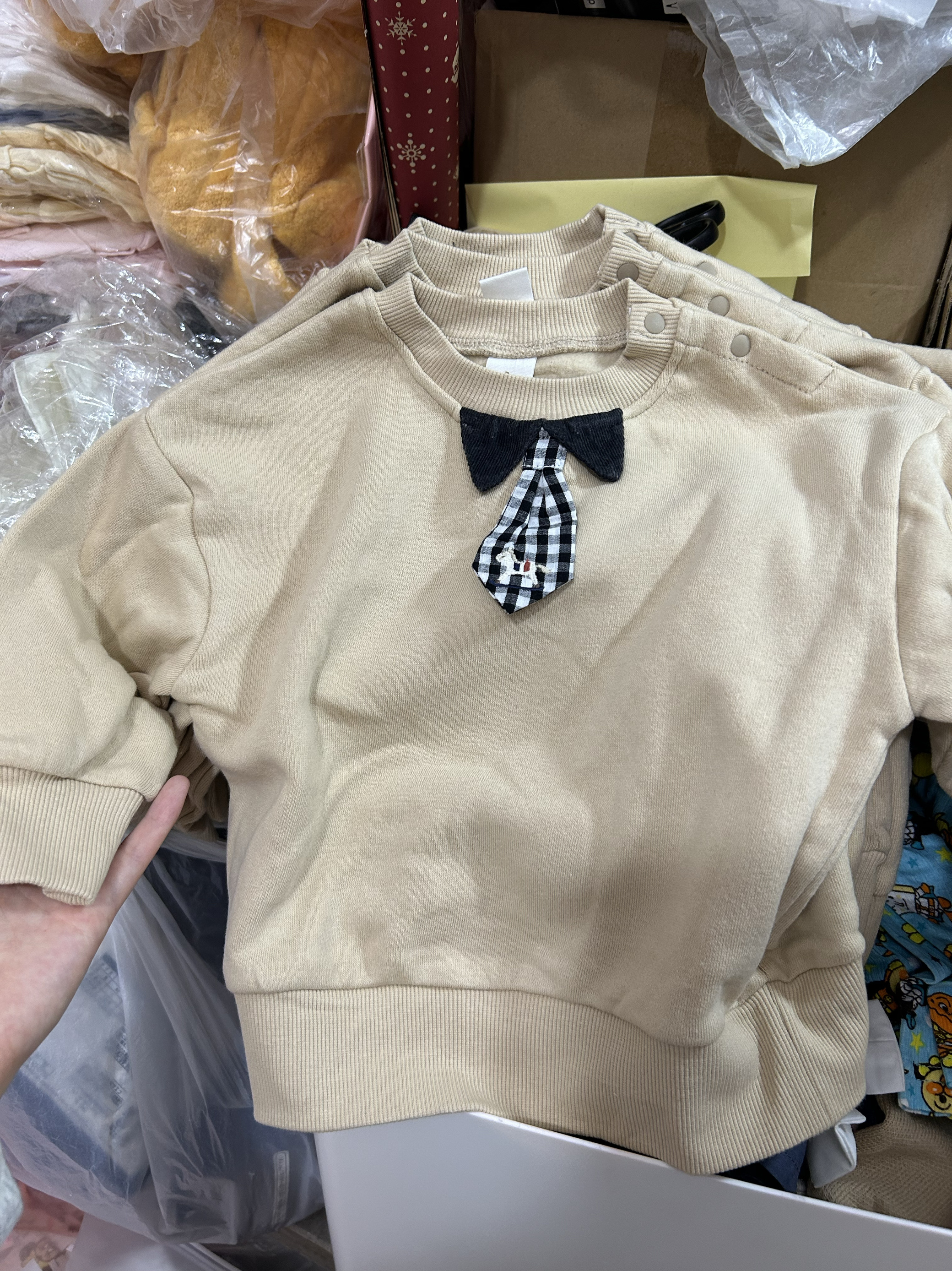 日单cottoli小木马领界圆领卡其卫衣薄绒秋冬男宝帅气套头上衣