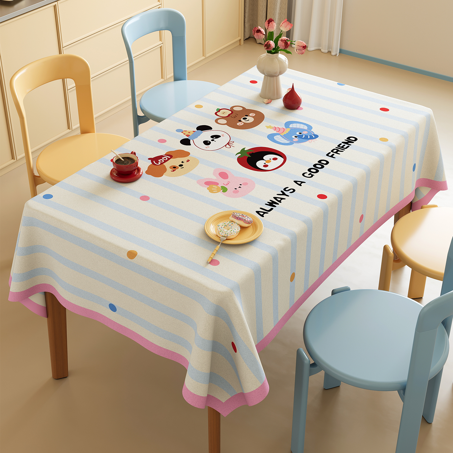 多巴胺棉麻布艺可擦餐桌垫茶几垫