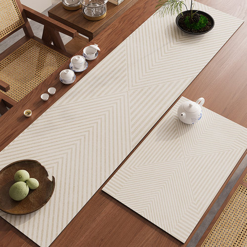 轻奢高级感桌旗高端吸水茶垫子茶席茶桌垫布茶台布艺茶几长条桌布