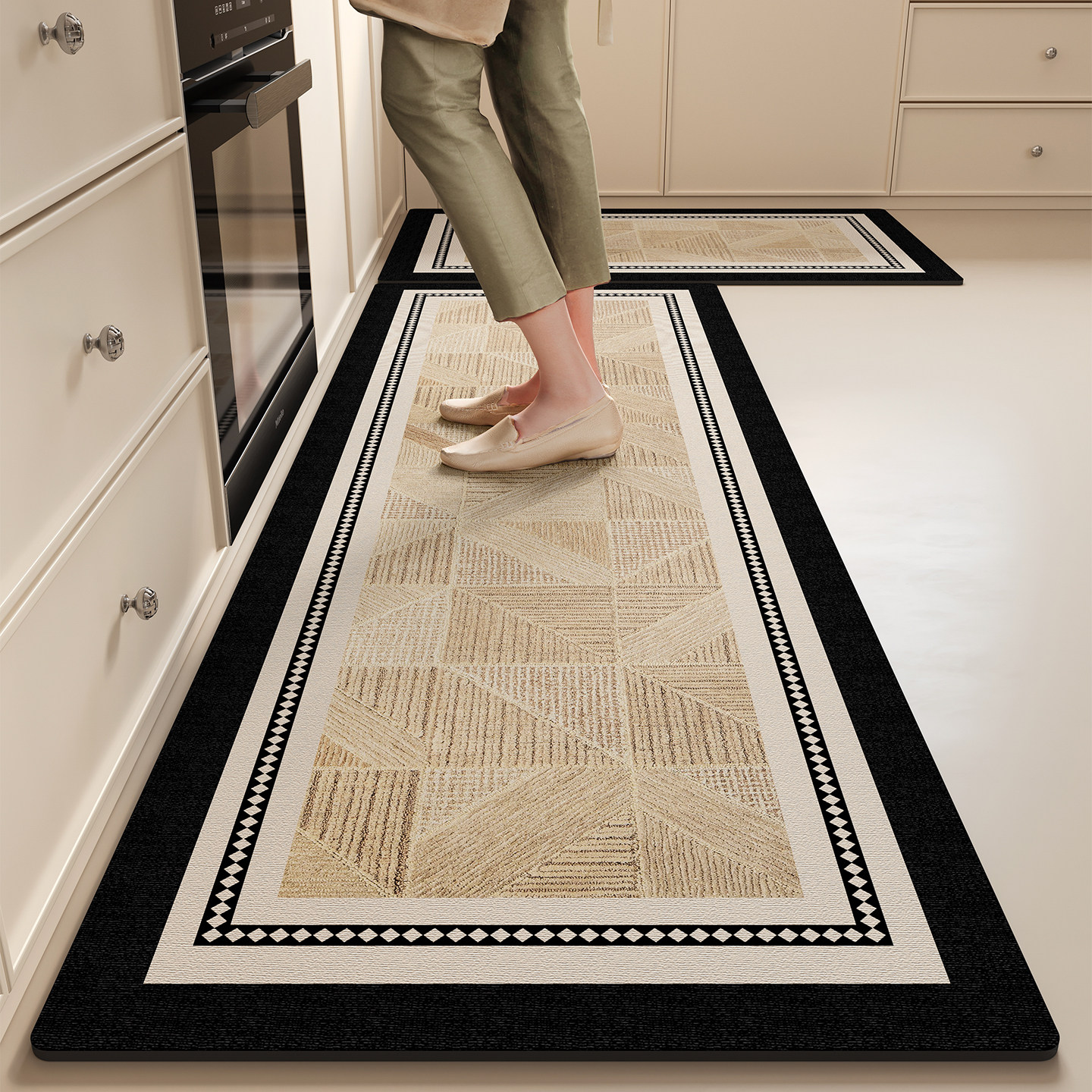 中古风2026新款厨房地垫防滑防油家用耐脏免洗防水脚垫长条地毯垫,居家布艺,厨房地垫,淘宝优惠券,粉丝福利购,淘宝优惠卷