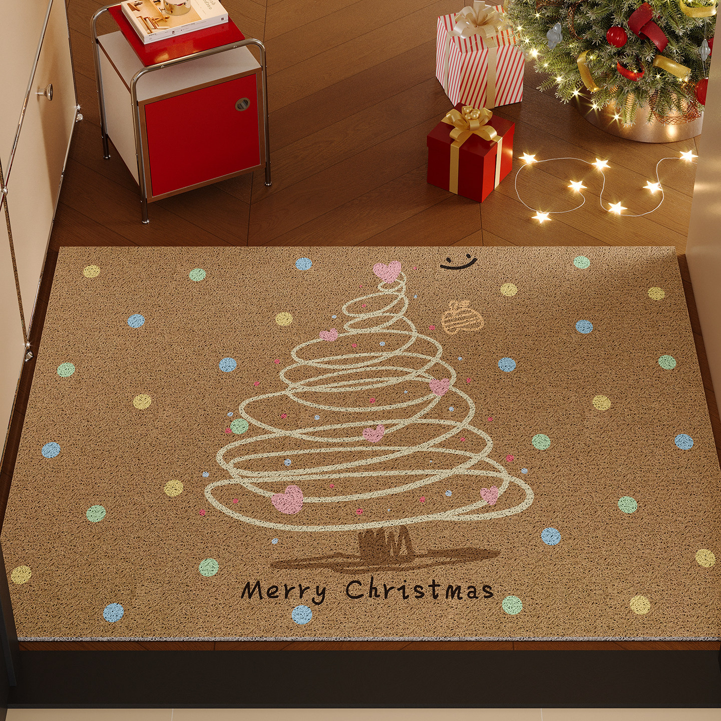 圣诞地垫丝圈入户垫室内进门装饰红色氛围感脚垫防滑新款玄关门垫,居家布艺,入户地垫,淘宝优惠券,粉丝福利购,淘宝优惠卷