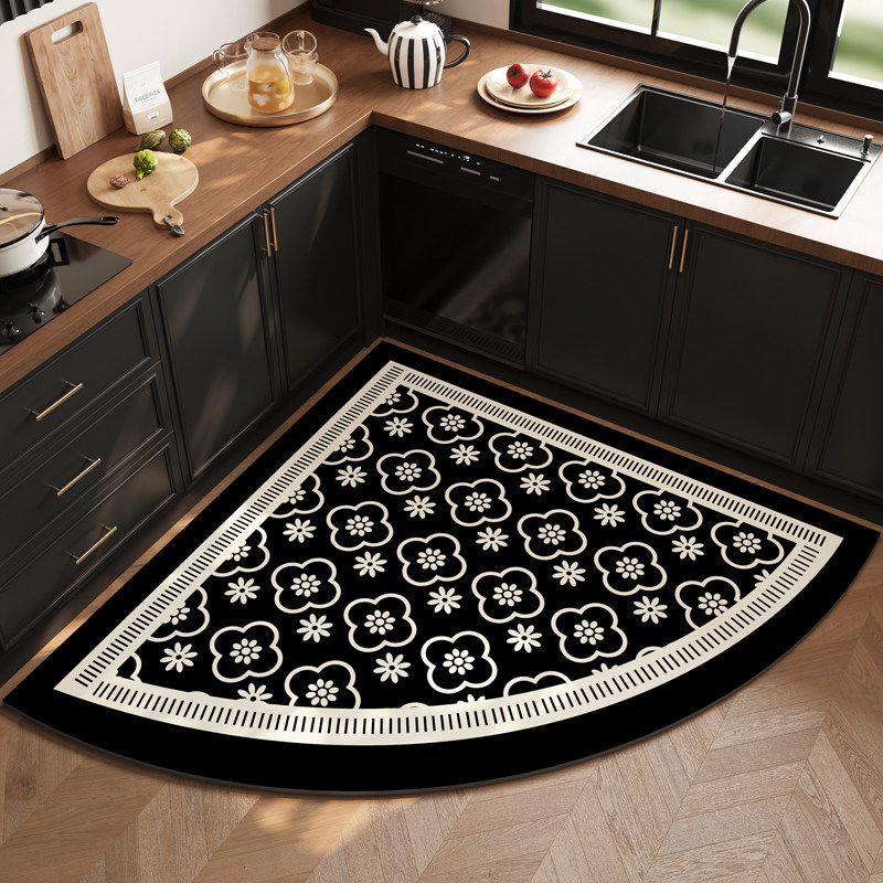 扇形厨房地垫防滑防油可擦免洗专用脚垫硅藻泥吸水垫新款家用地毯