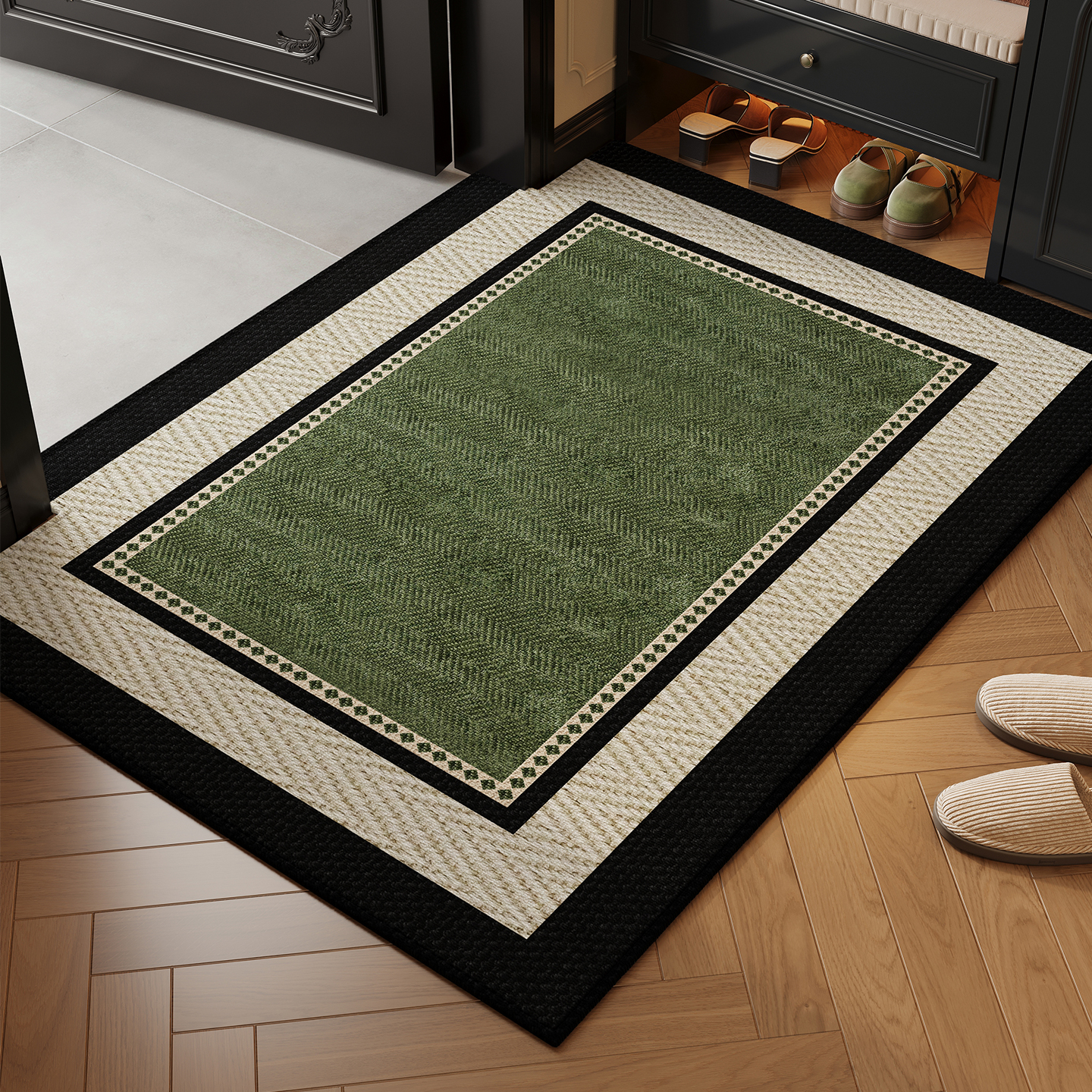 绿色圈绒入户门地垫新款玄关室外脚垫可擦免洗耐磨耐脏大门口门垫