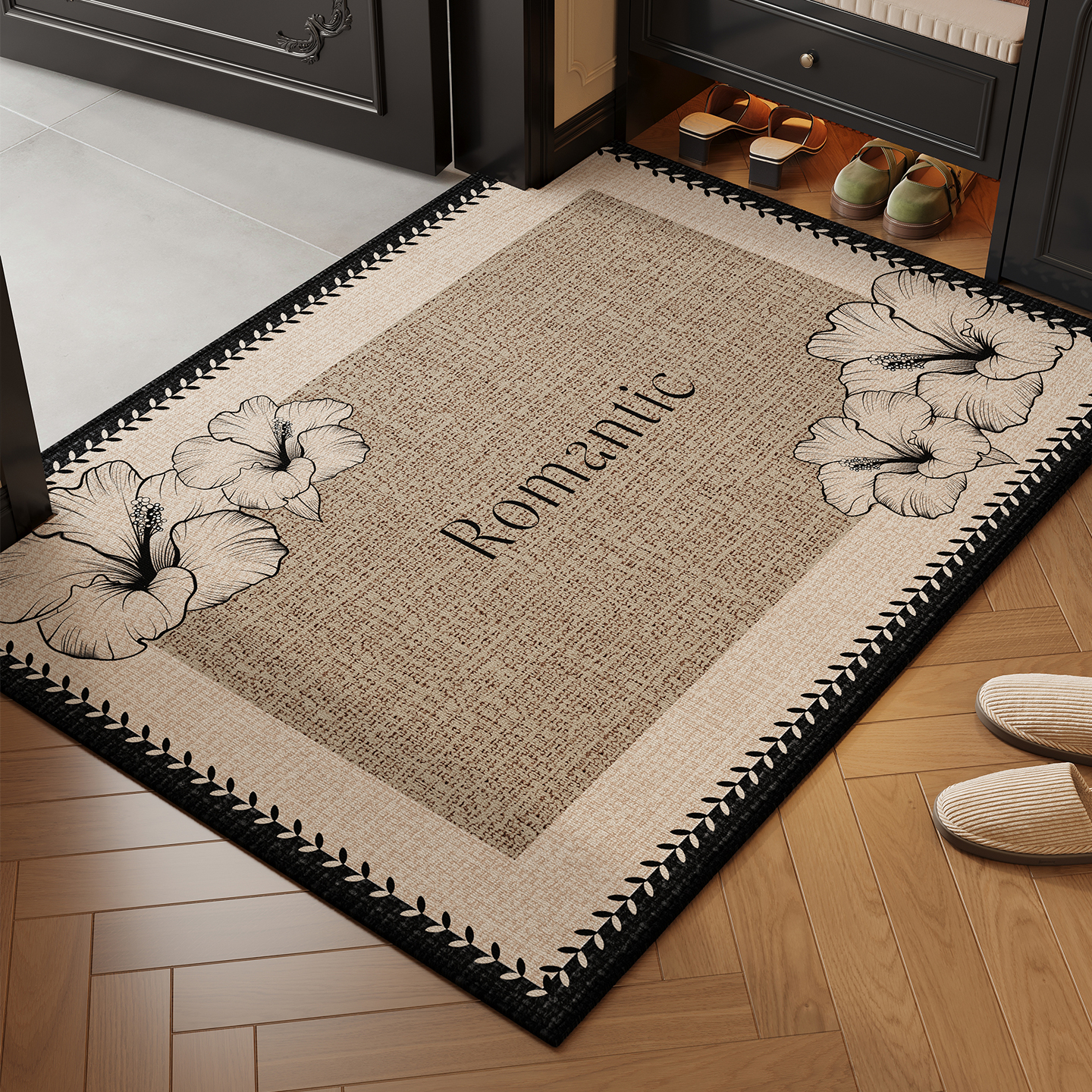 圈绒入户门地垫家用脚垫轻奢高级感可裁剪可擦洗玄关门口进门门垫