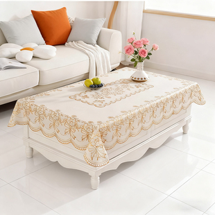 欧式茶几布桌布PVC防水防烫防油餐桌垫长方形麻将桌台布蕾丝塑料