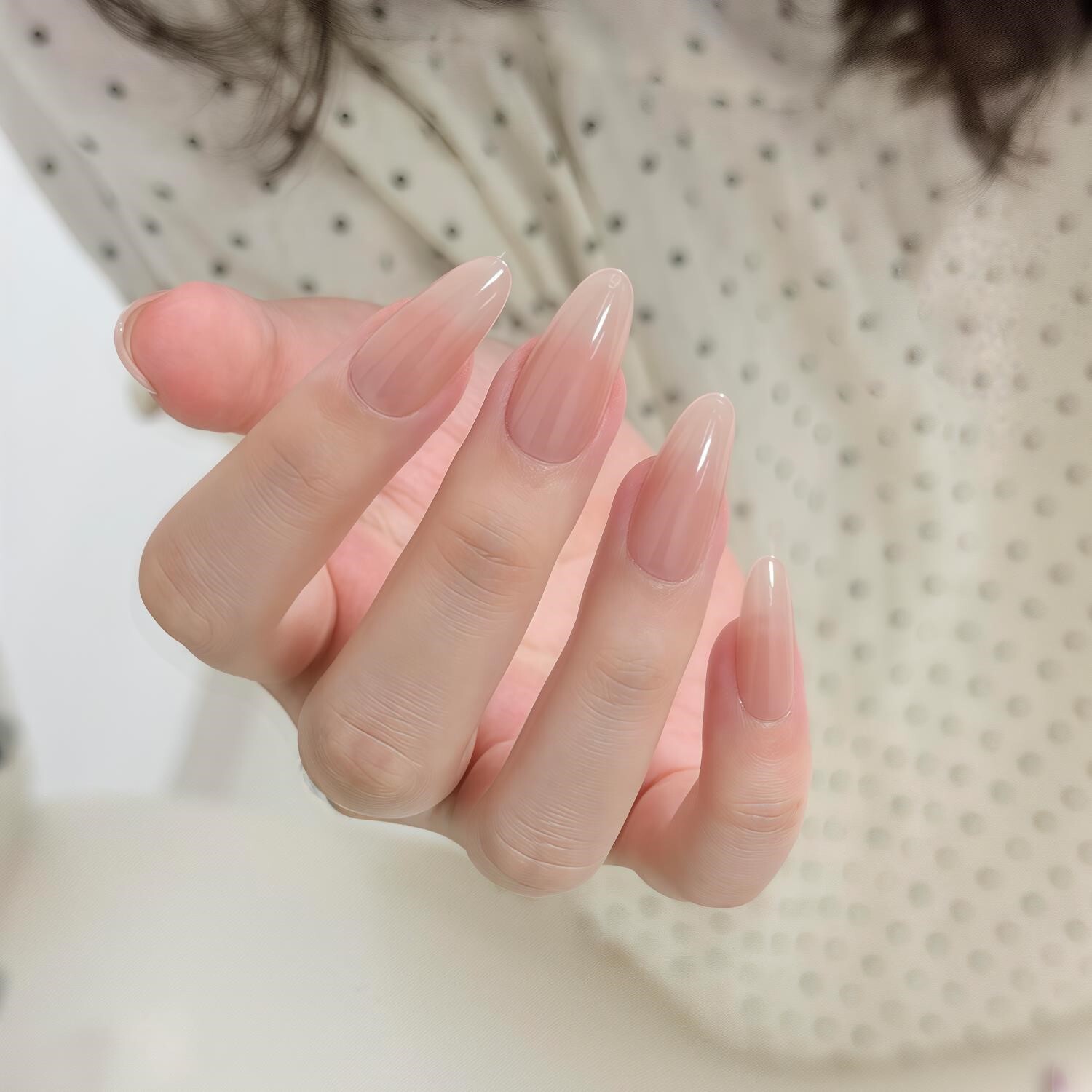 玻璃感清爽冰透肉桂裸美甲贴片假指甲成品纯手工定制作穿戴甲