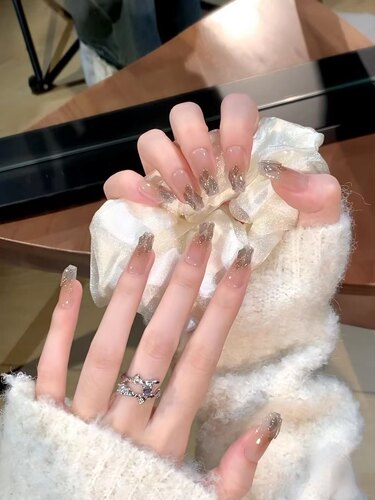冰透茶冻色千金美甲爆闪极光碎钻