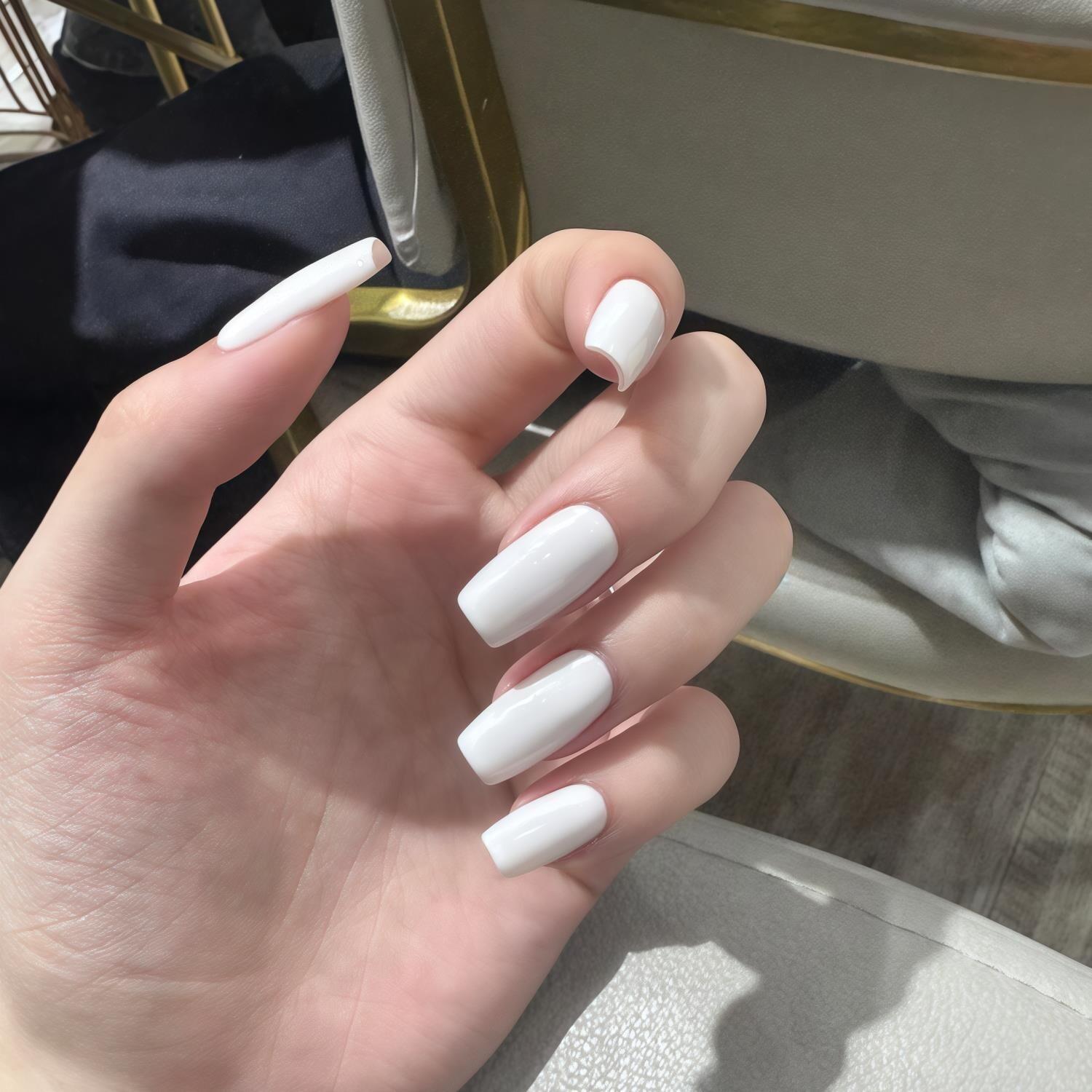 纯白色假指甲贴片纯色短款穿戴甲美甲欧美日系纯欲风简约手工成品