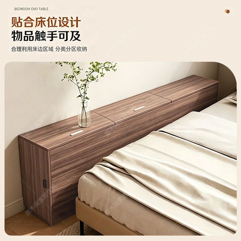 实木床尾斗柜长条夹缝收纳柜翻盖储物柜多功能落地置物床头柜