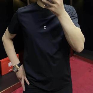 圆领修身 通用短袖 夏季 新款 几何休闲轻奢简约高级T恤商务男士 男款