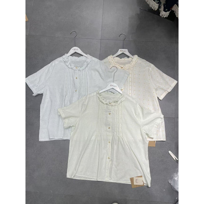 文艺清新白提花短袖衬衣