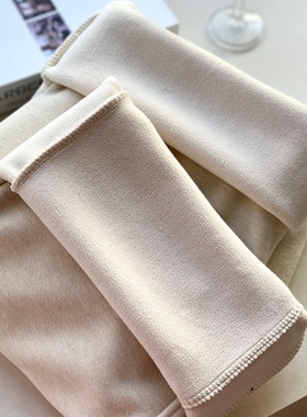 加绒加厚羊毛阔腿裤女秋冬保暖高腰宽松显瘦休闲窄版直筒弯刀裤子