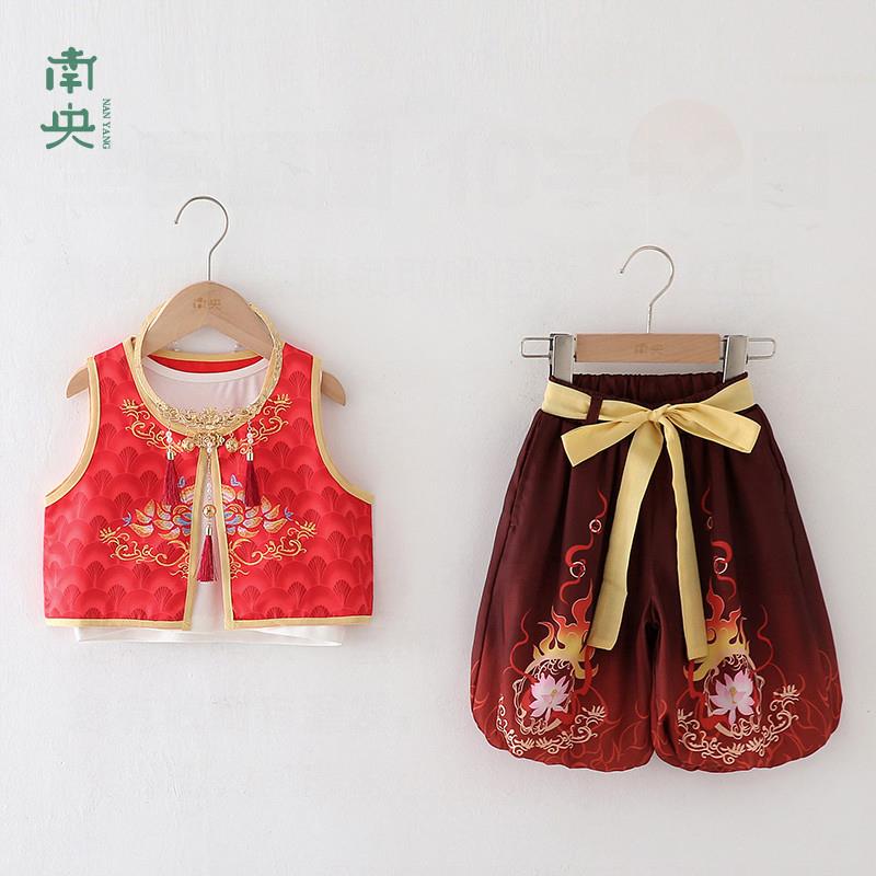 哪咤衣服儿童cos服装中国风男童汉服夏季套装男孩唐装女童演出服