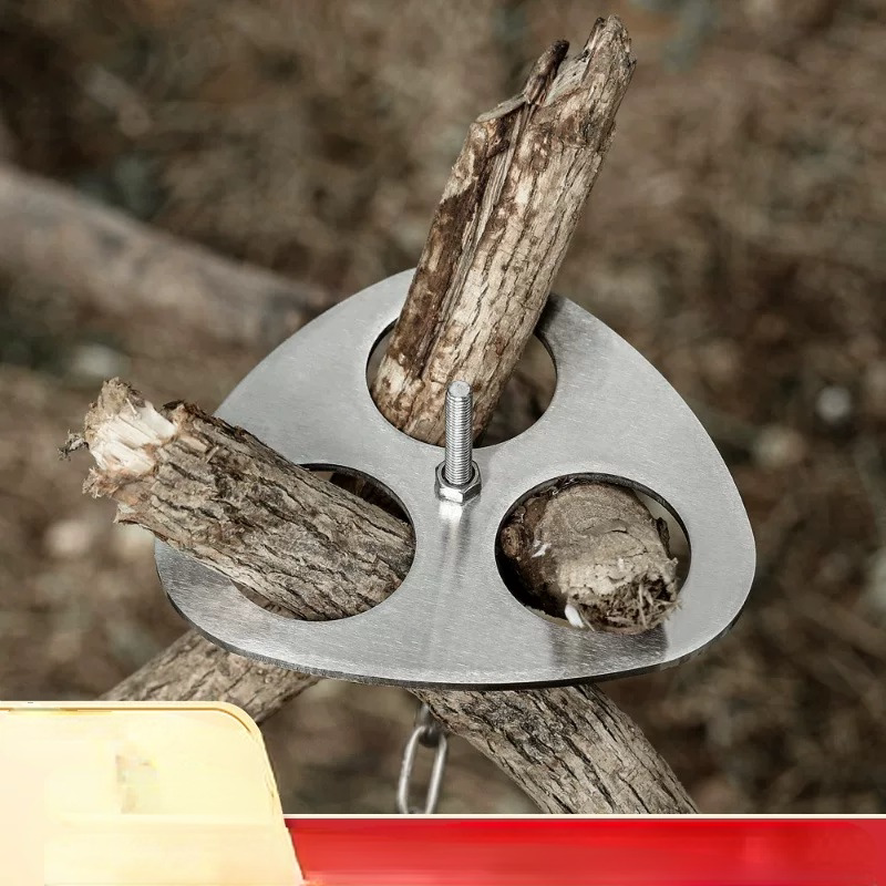 便携式户外吊锅架三角脚支架吊架露野营用品篝火不锈钢三脚置物架