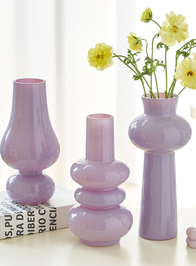 ins风香芋紫色玻璃花瓶水养鲜花客厅插花民宿家居电视柜中古花器