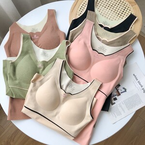 楷兰纯双层德绒保暖背心女带胸垫免穿文胸无痕修身版显瘦打底衫衣
