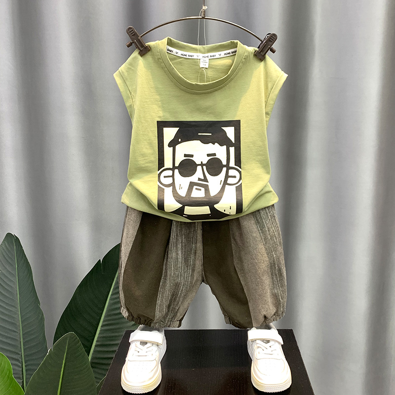 男童背心套装夏季薄款2023新款网红炸街童装儿童夏装韩版男宝衣服