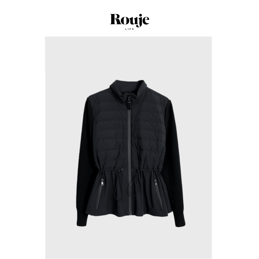 【现货】Rouje Life吴千语同款黑色排骨收腰羽绒服白鸭绒轻薄外套