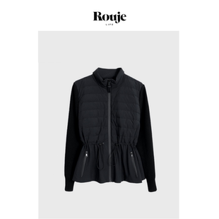 Life吴千语同款 Rouje 黑色排骨收腰羽绒服白鸭绒轻薄外套 现货