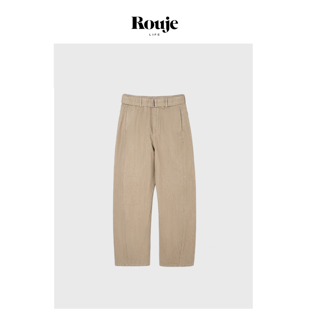 【现货】Rouje Life小众极简做旧文艺牛仔裤女弯刀香蕉裤休闲长裤