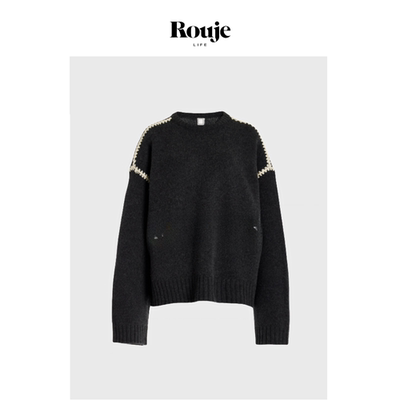 【现货】Rouje Life 经典贝壳边针织衫 24秋季极简风廓形慵懒毛衣