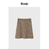 Rouje 现货 Life重工斜裁小毛球裙意大利彩点羊毛呢复古半身裙