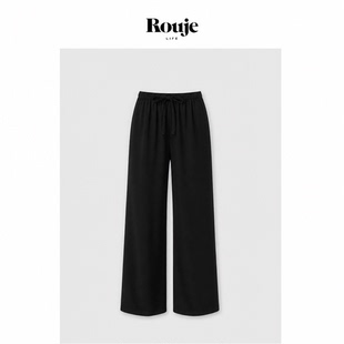【现货】Rouje Life醋酸面料极简小众松紧腰裤子女宽松休闲阔腿裤