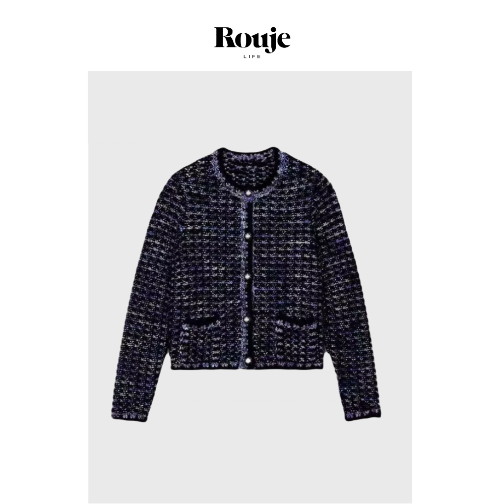 【现货】Rouje Life 巴黎编织感开衫 24秋季彩色花纱短款针织衫