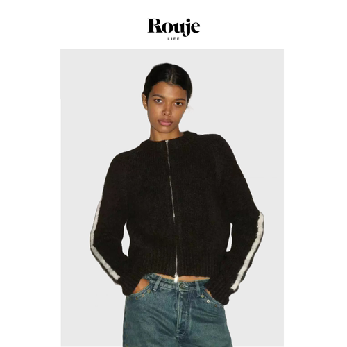 【现货】Rouje Life西班牙拉链开衫24秋季经典巧克力色休闲针织衫