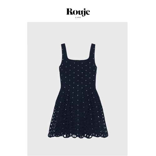 【现货】Rouje Life钻饰背心裙25春季精致重工编织镂空收腰连衣裙