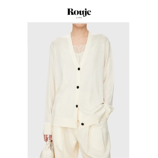 Life极简极奢云柔羊毛时髦双层领设计扭褶开衫 Rouje 上衣 现货