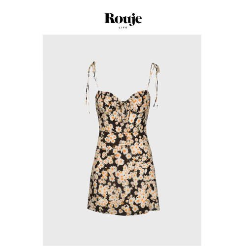 【现货】Rouje Life Rose朴彩英抹胸小雏菊碎花裙子吊带连衣裙女