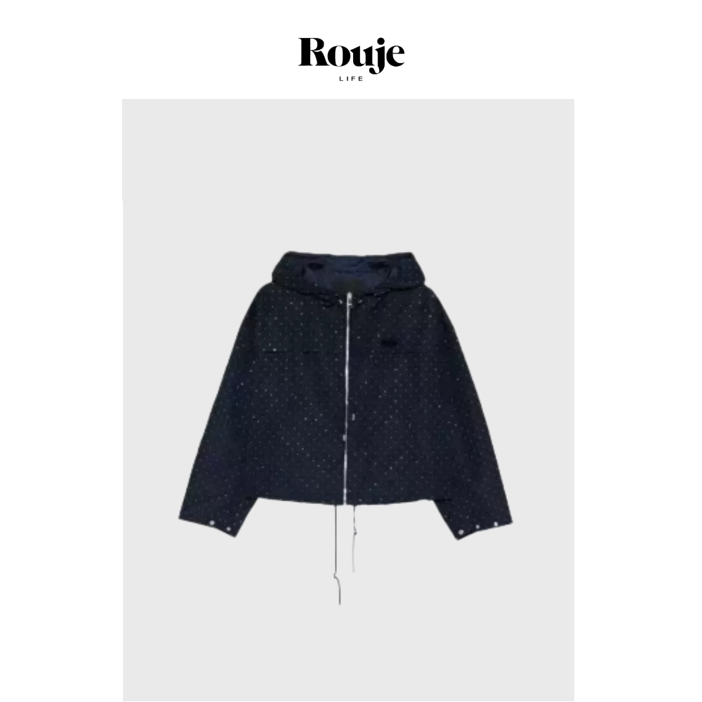 【现货】Rouje Life闪闪满天星法M！拉链夹克休闲风钻饰短款外套