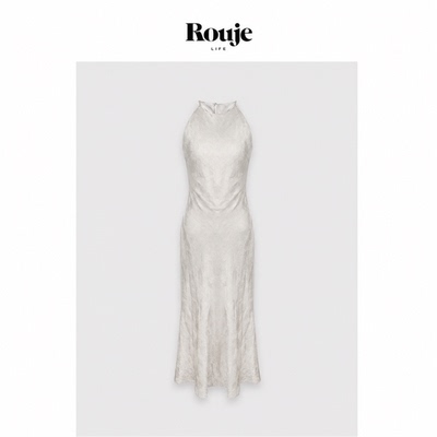 【现货】Rouje Life浮光既白~法式连衣裙无袖瘦鱼尾裙挂脖长裙女