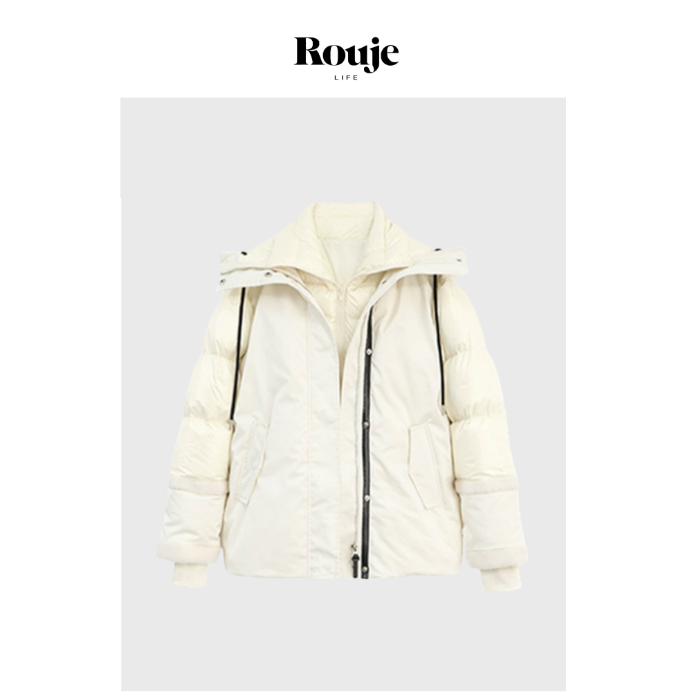 【现货】Rouje Life吴千语同款羽绒服女加厚保暖假两件白鸭绒外套