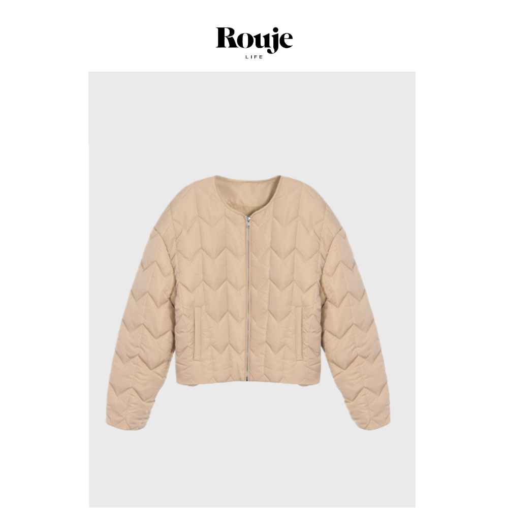 【现货】Rouje Life金晨同款绗缝圆领夹克棉服外套女短款加厚棉衣