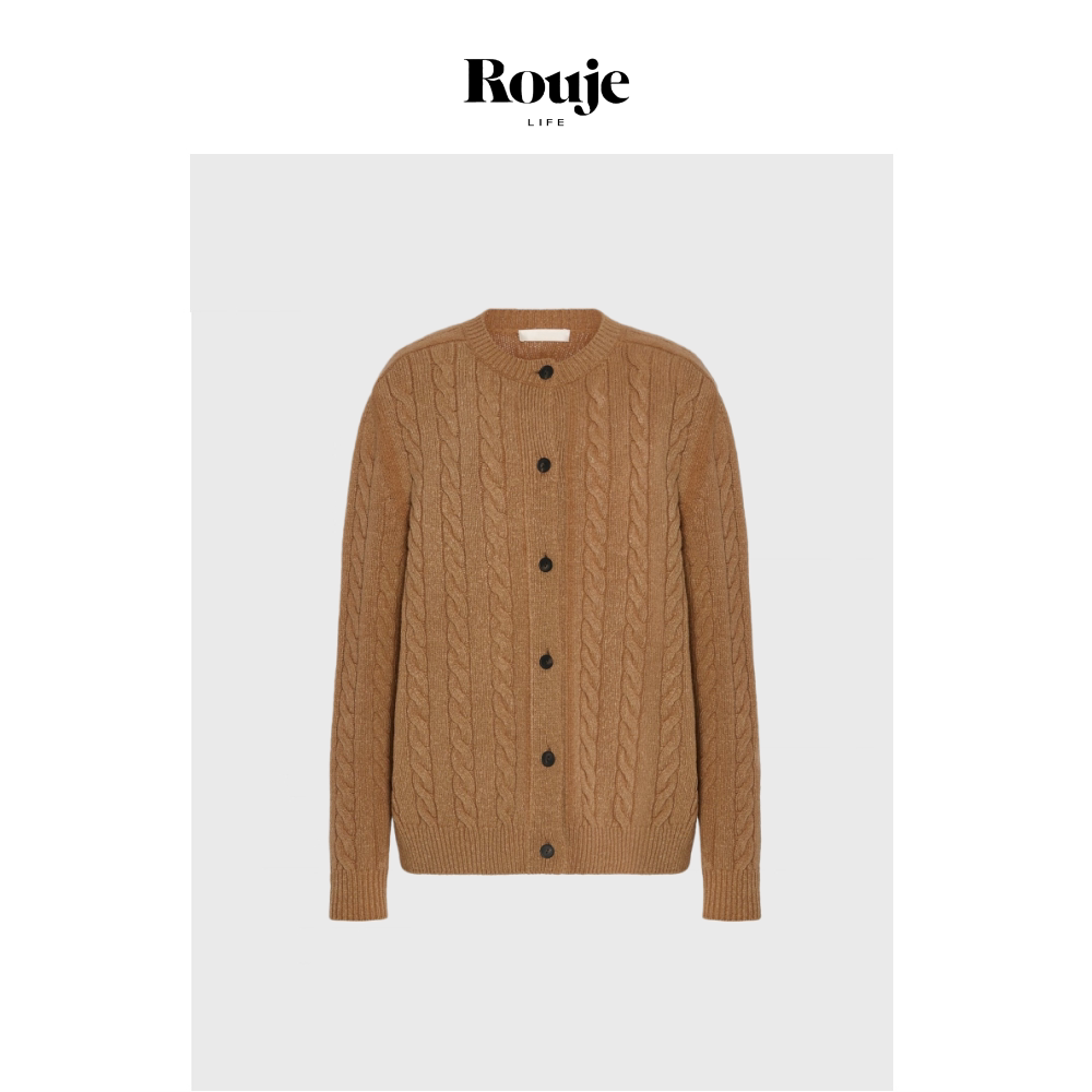 【现货】Rouje Life毛衣开衫小众极简英伦复古麻花针织衫绞花外套