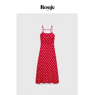【现货】Rouje Life明媚的夏日！度假裙夏季红色波点露背连衣裙