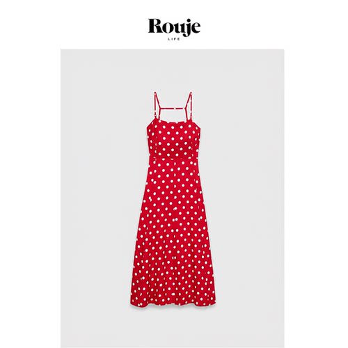 【现货】Rouje Life明媚的夏日！度假裙夏季红色波点露背连衣裙