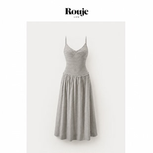 【现货】Rouje Life帕尔马旧街法式女主角V领打揽格子吊带连衣裙